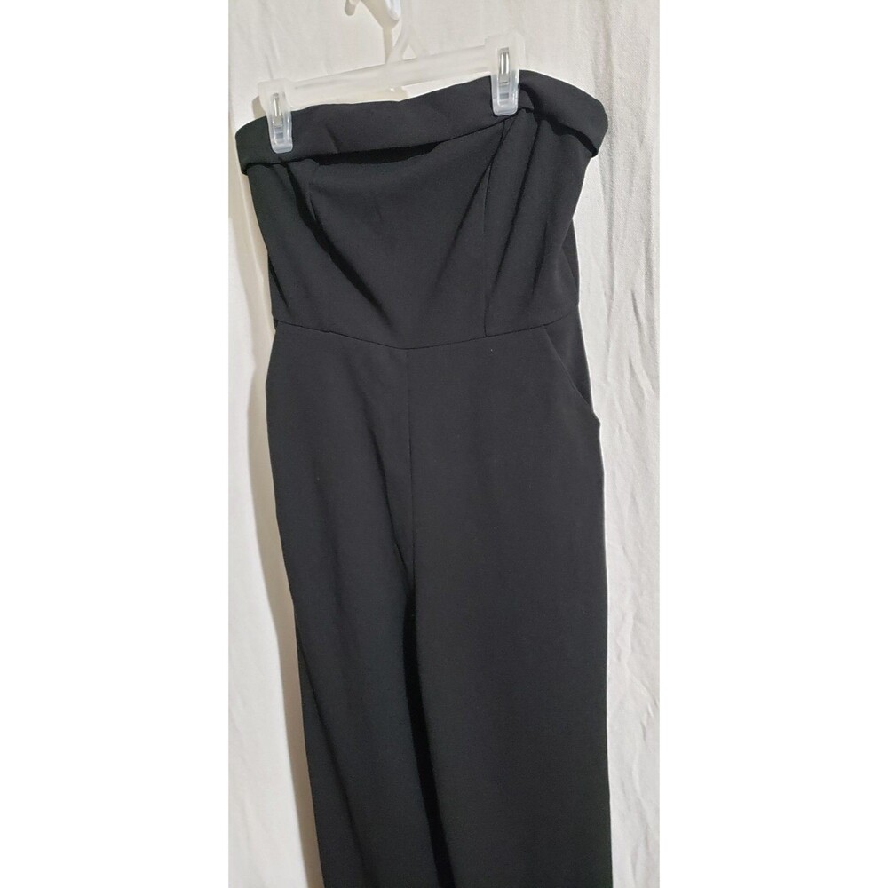 ZESICA Women's Small Black Strapless High Waist Wide Leg Jumpsuit - Picture 3 of 8